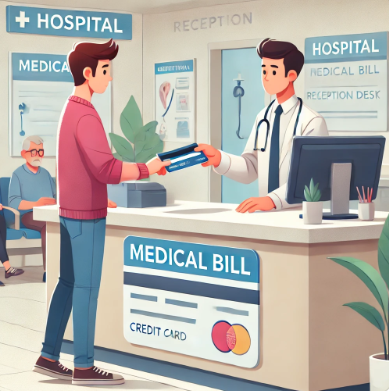 병원에서 계산하는 모습