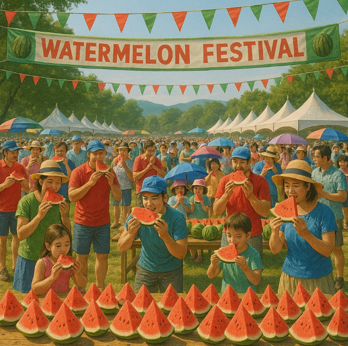 2025 양평수박축제 수박먹는모습