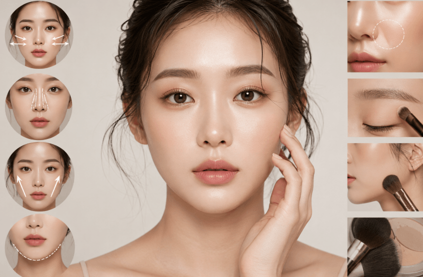 얼굴 피부표현 하는 모습