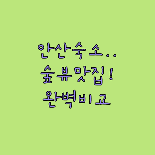안산에서 하룻밤 어디가 좋을까 숲뷰부..