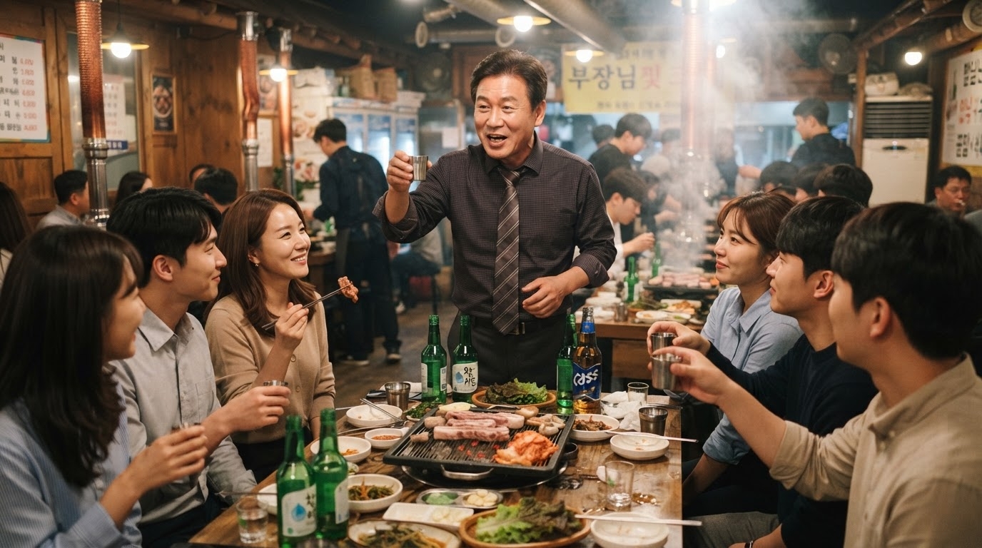 부장님이 긴 건배사를 하면