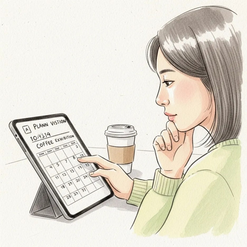 카페쇼 방문 계획을 세우는 모습