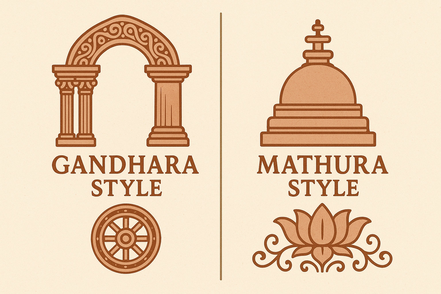 간다라 양식 불상과 마투라 양식 불상 차이 비교 이미지