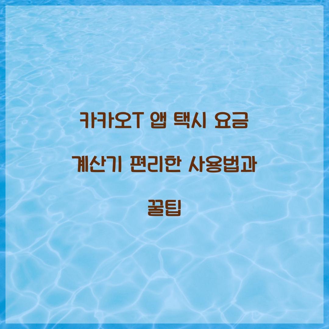 카카오T 앱 택시 요금 계산기