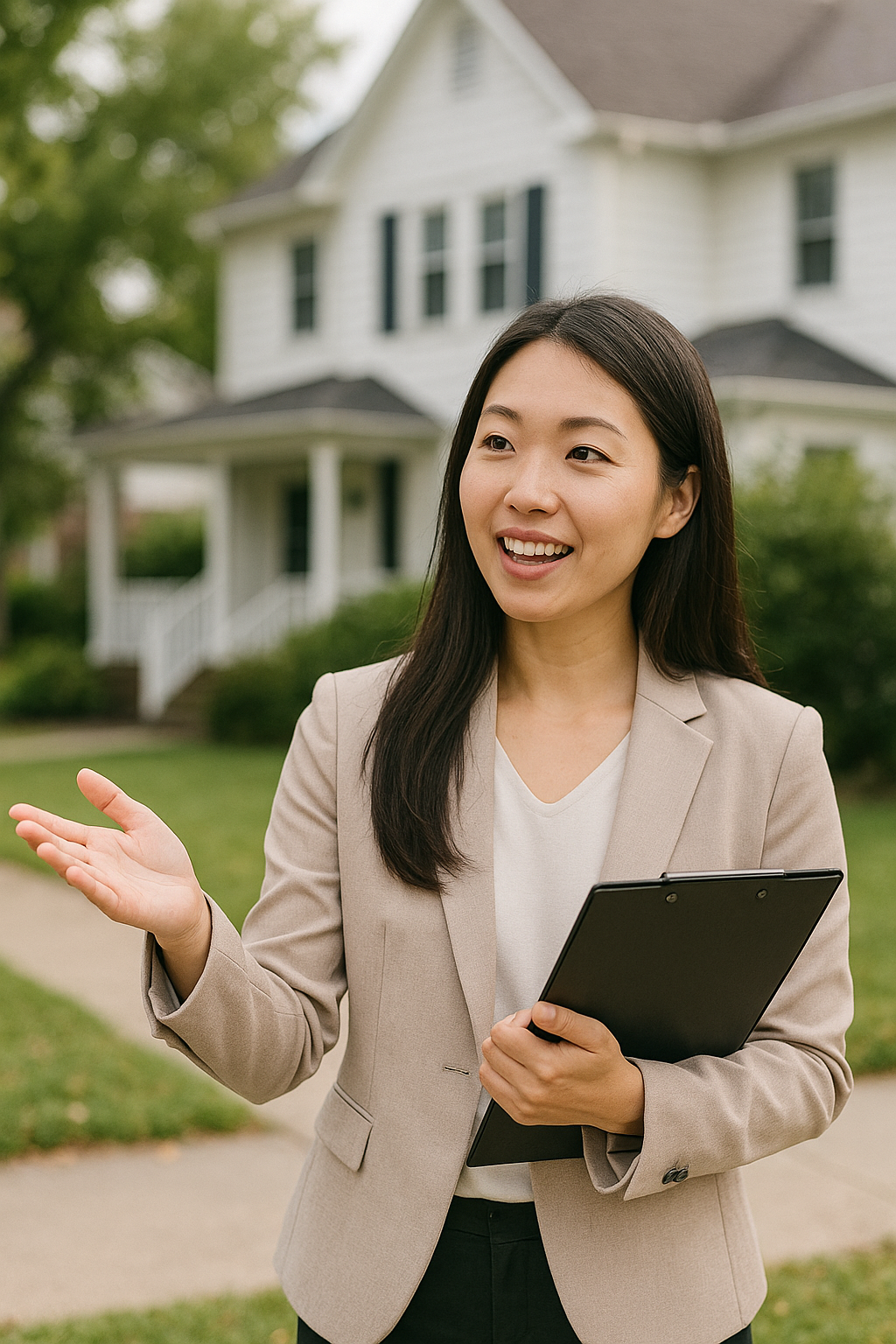 현장 설명을 하는 리얼터