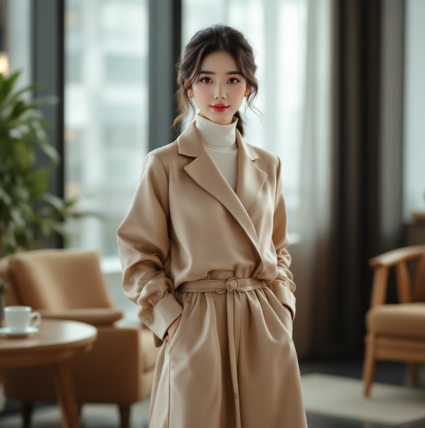 기모스타킹을 활용한 여성의 겨울 데일리룩 코디. 두꺼운 기모에도 슬림해 보이는 압박 스타킹을 착용하고 롱부츠와 미니 스커트를 매치한 모습.
