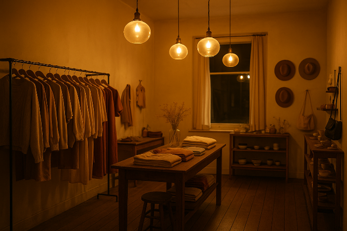 버터옐로우 톤 조명이 감정적 분위기를 만든 매장