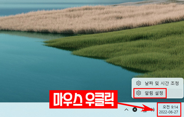 윈도우 알림 설정