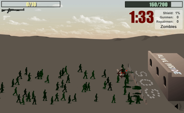 벙커로-몰려오는-적들을-조준하여-총을-쏘고-처치하는-화면