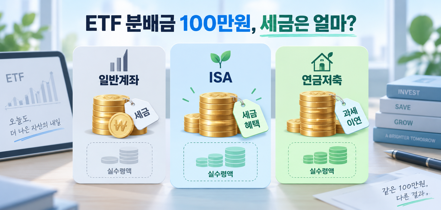 ETF 분배금 100만원 일반계좌 ISA 연금저축 세금 비교 대표이미지