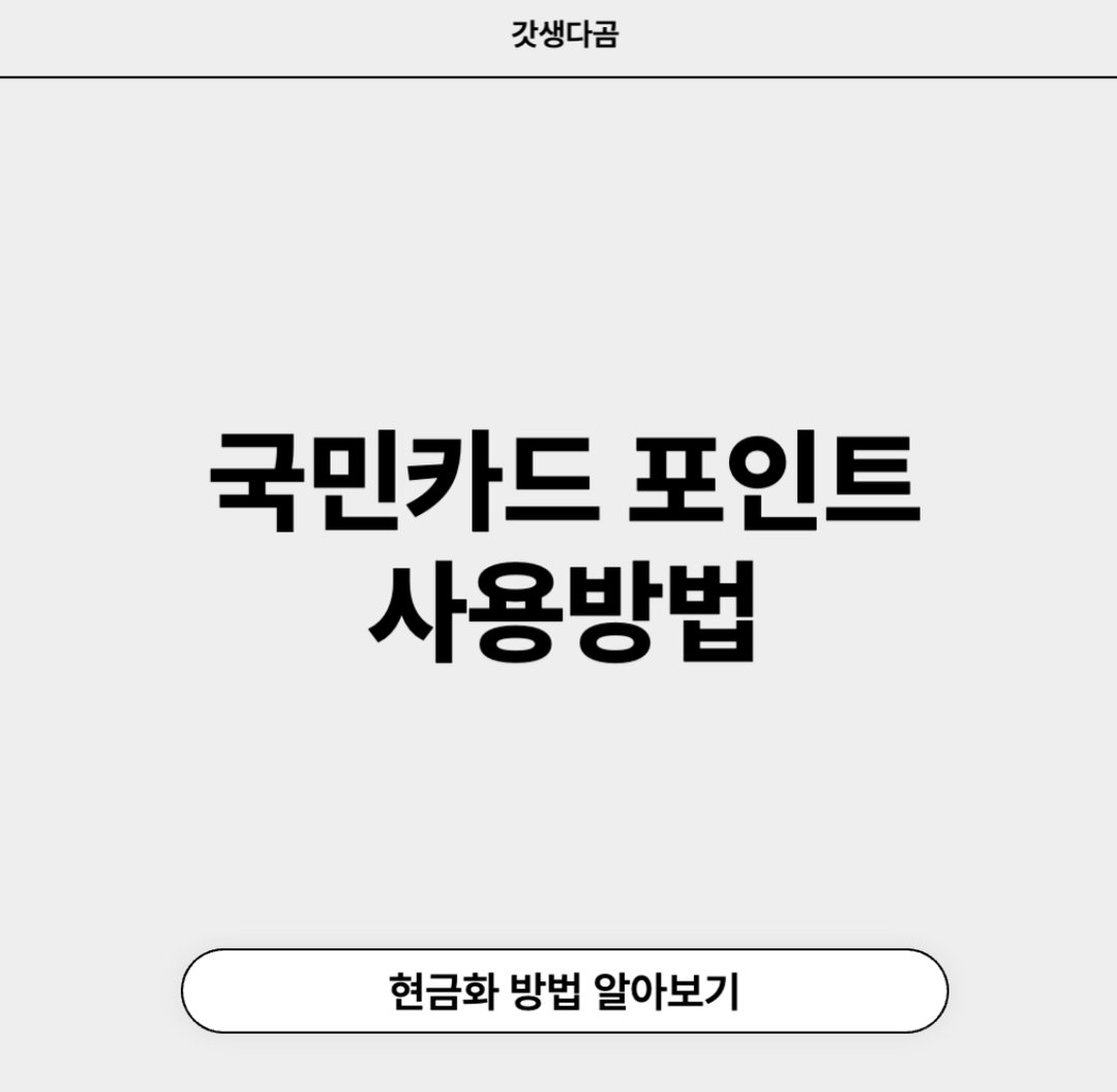 국민카드 포인트 사용방법 정리