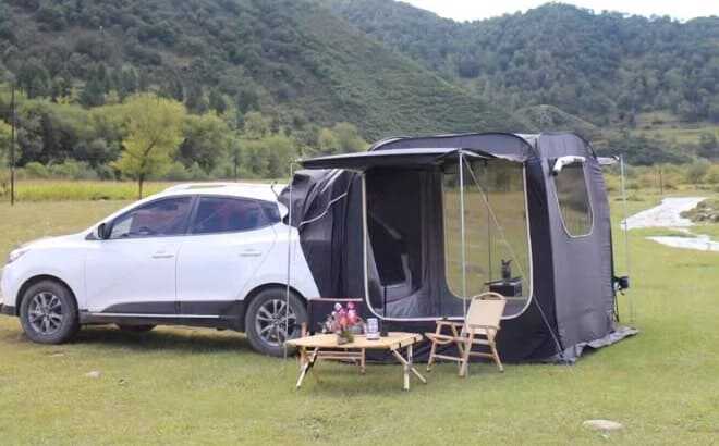 도킹 꼬리 텐트 측후면 모습