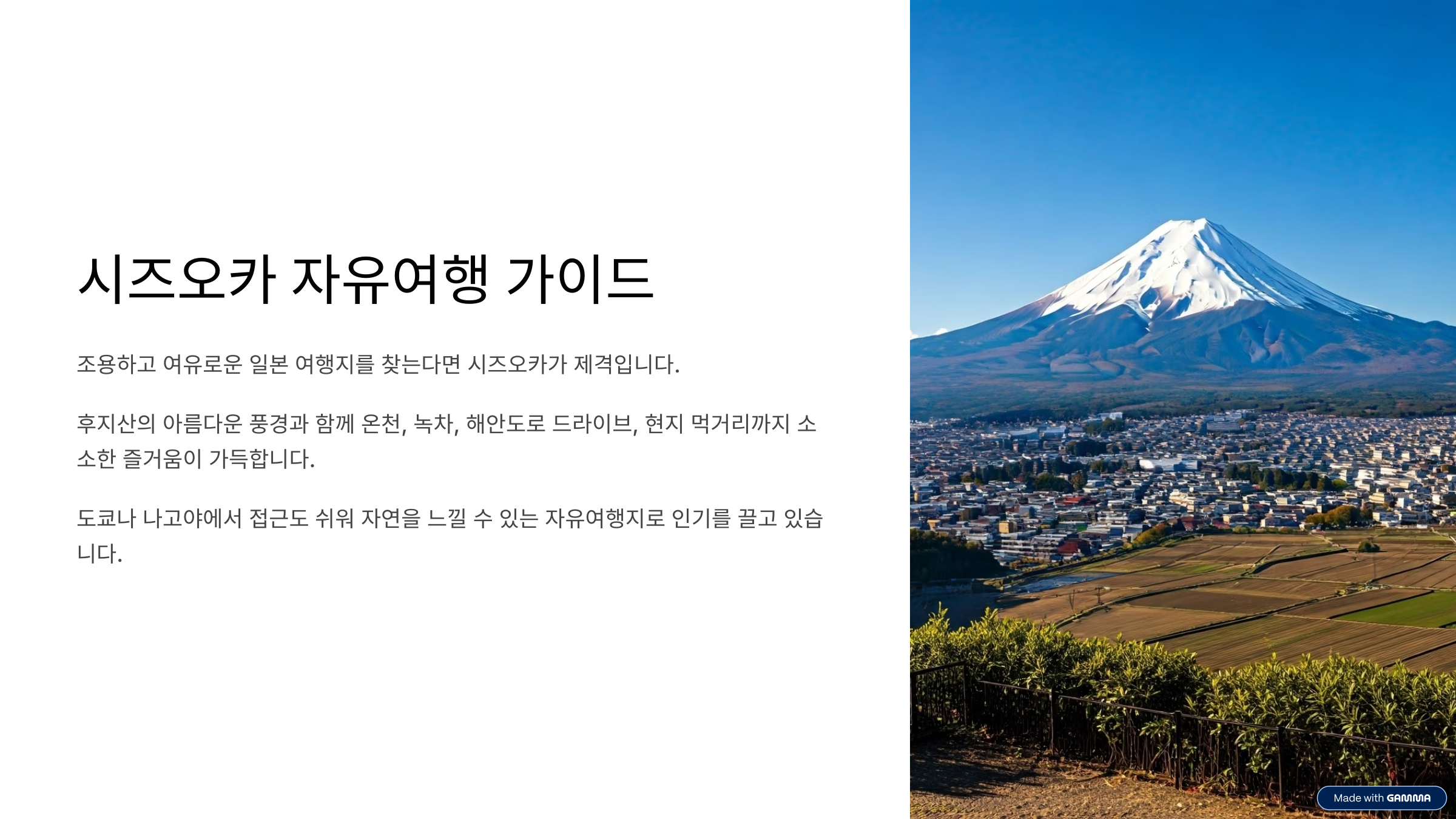 시즈오카 자유여행 가이드 후지산 전망부터 온천·녹차 체험 코스 추천