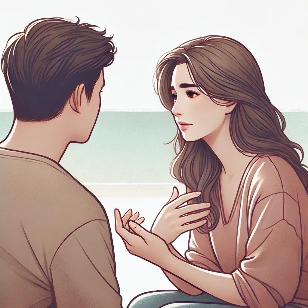 감정을 솔직하게 표현하며 관계를 깊게 만드는 커플의 대화 장면