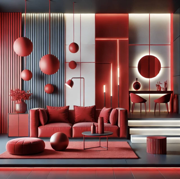 레드 컬러를 활용한 인테리어 예시