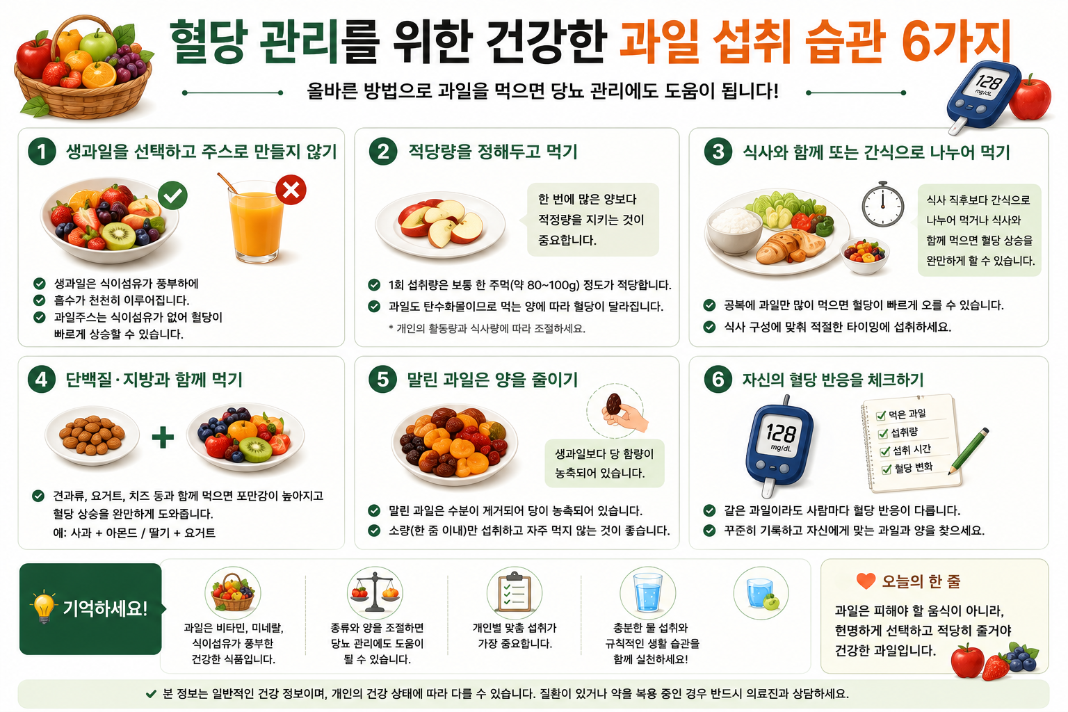 생과일&middot;섭취량&middot;식사 구성&middot;기록을 설명하는 이미지로 개인별 섭취 계획 확인 필요