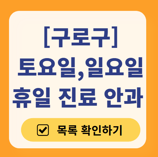 구로구 일요일 문 여는 안과 목록 ❘ 토요일, 주말, 공휴일 진료 영업 병원 찾기