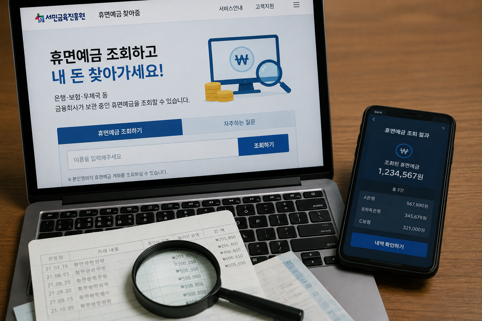 휴면예금 조회