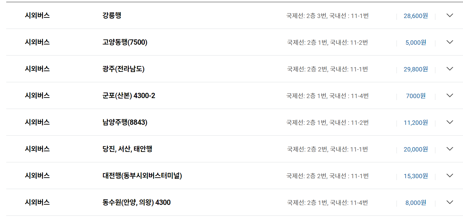 김포공항 리무진버스 및 시외버스