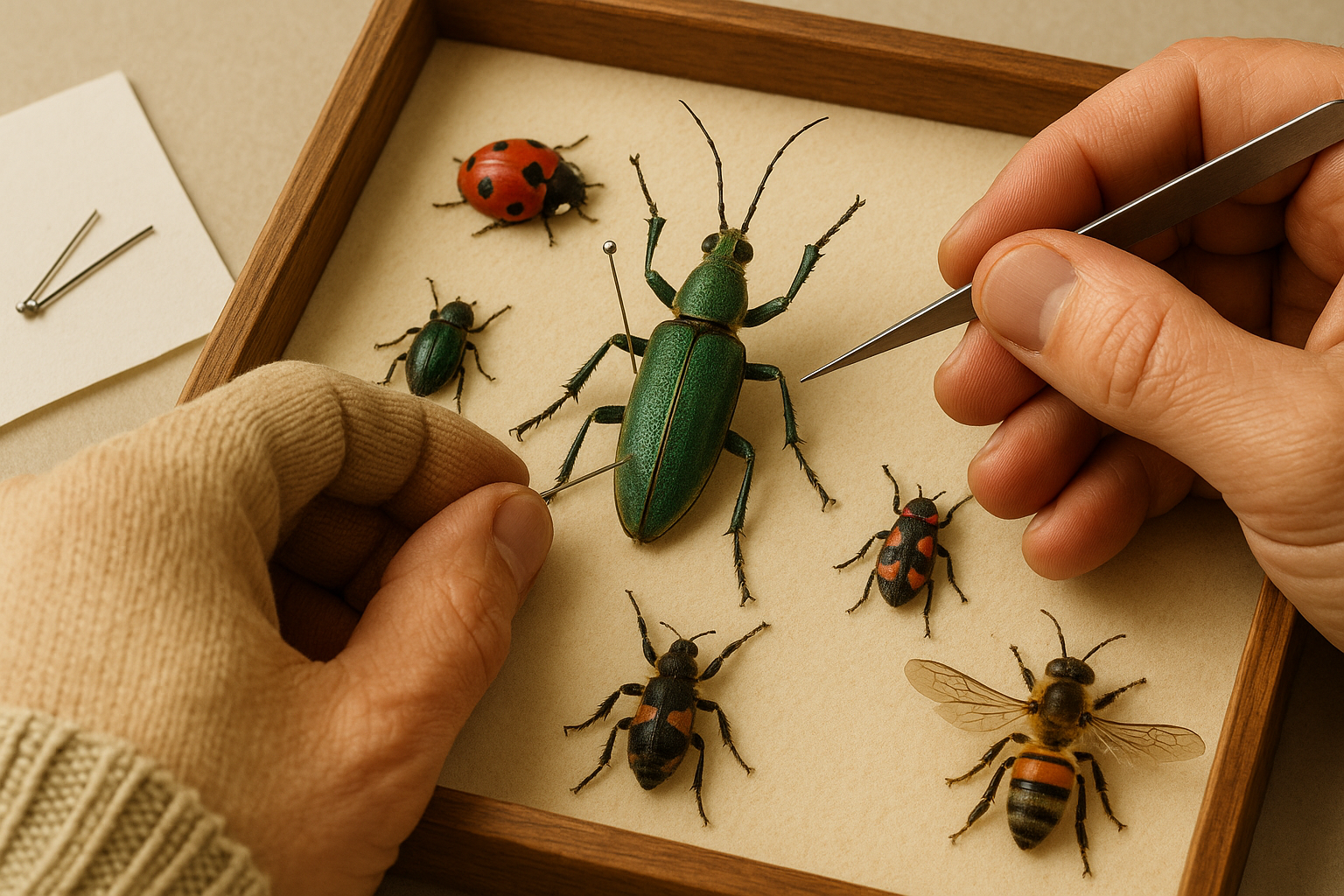 곤충 표본을 제작하는 사진