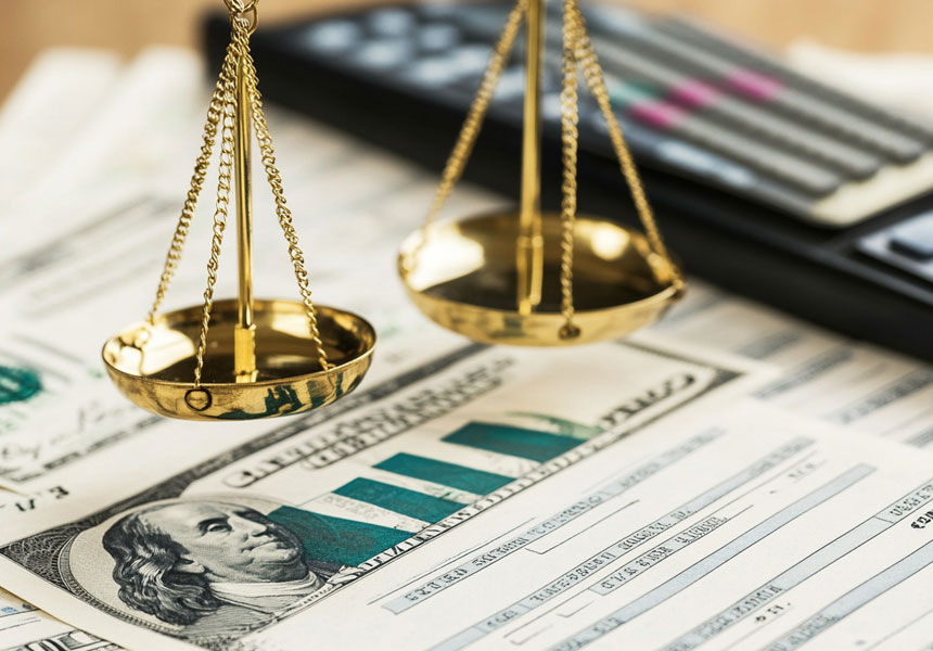 달러예금과 달러ETF를 비교하는 상징적인 저울 이미지