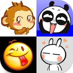 귀여운 이모티콘 스티커, 동물 이미지 아이콘, 만화 캐릭터 아이콘