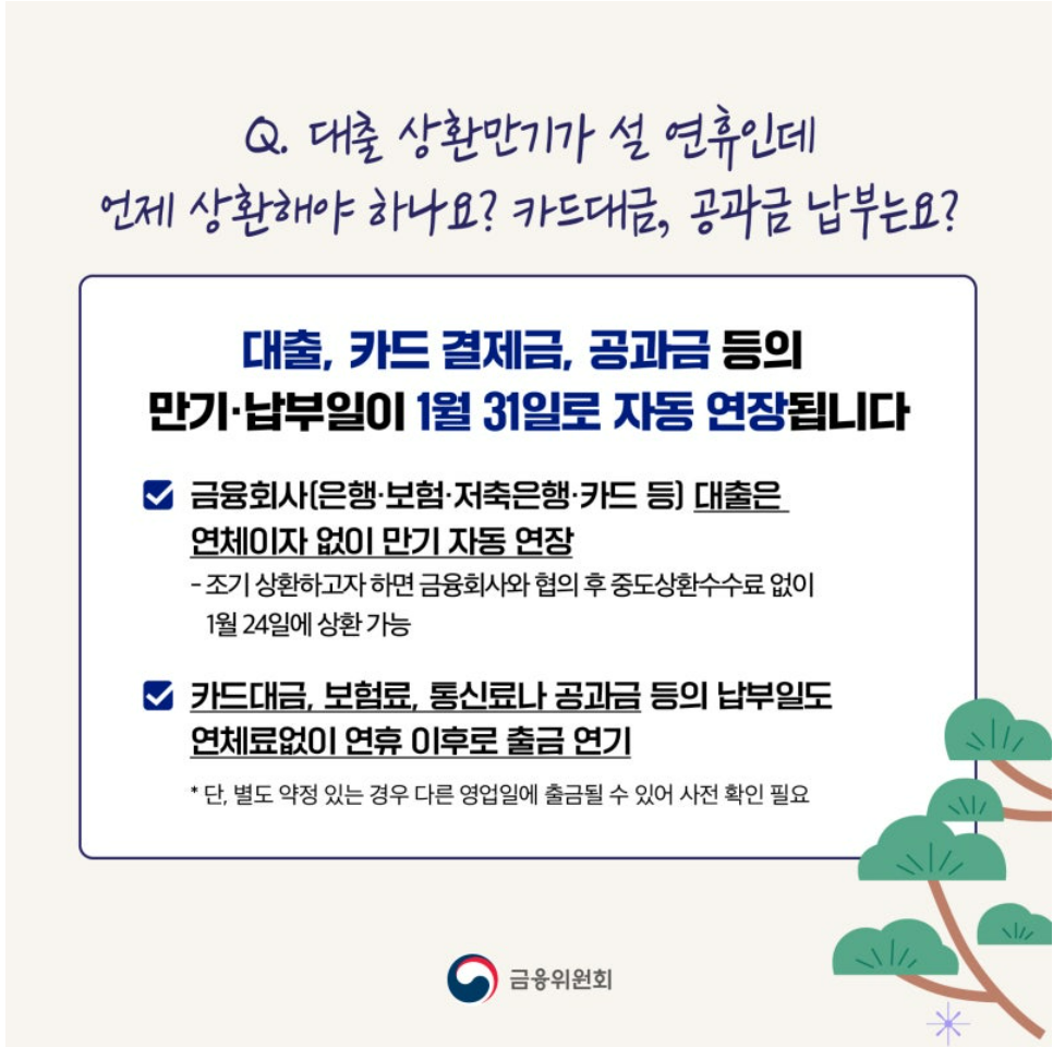 설연휴기간 금융이용 Q&amp;A