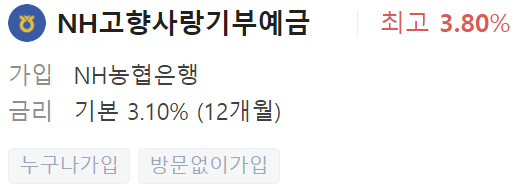 농협은행 정기예금 금리