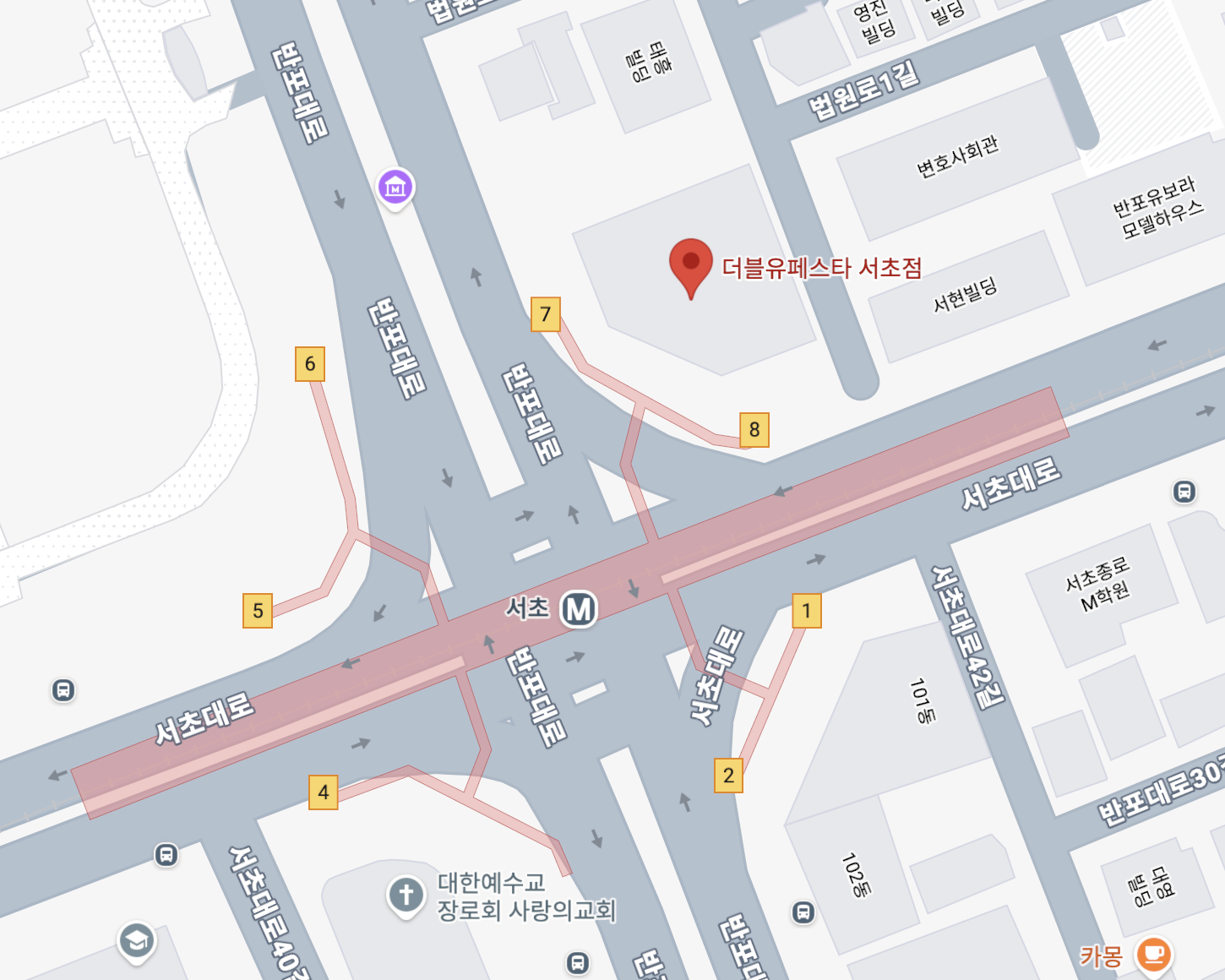 더블유페스타 서초점 위치 지도 : 서초역 집밥 맛집 베스트 3