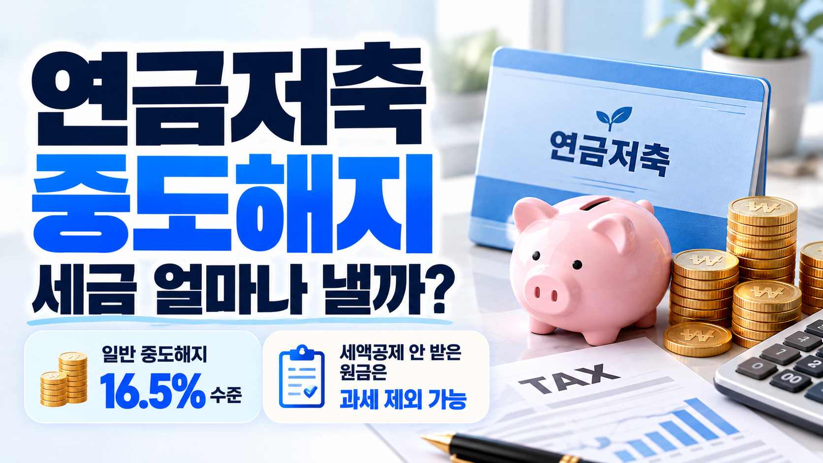 연금저축 중도해지 시 세금 정리|16.5% 세금이 붙는 경우는?