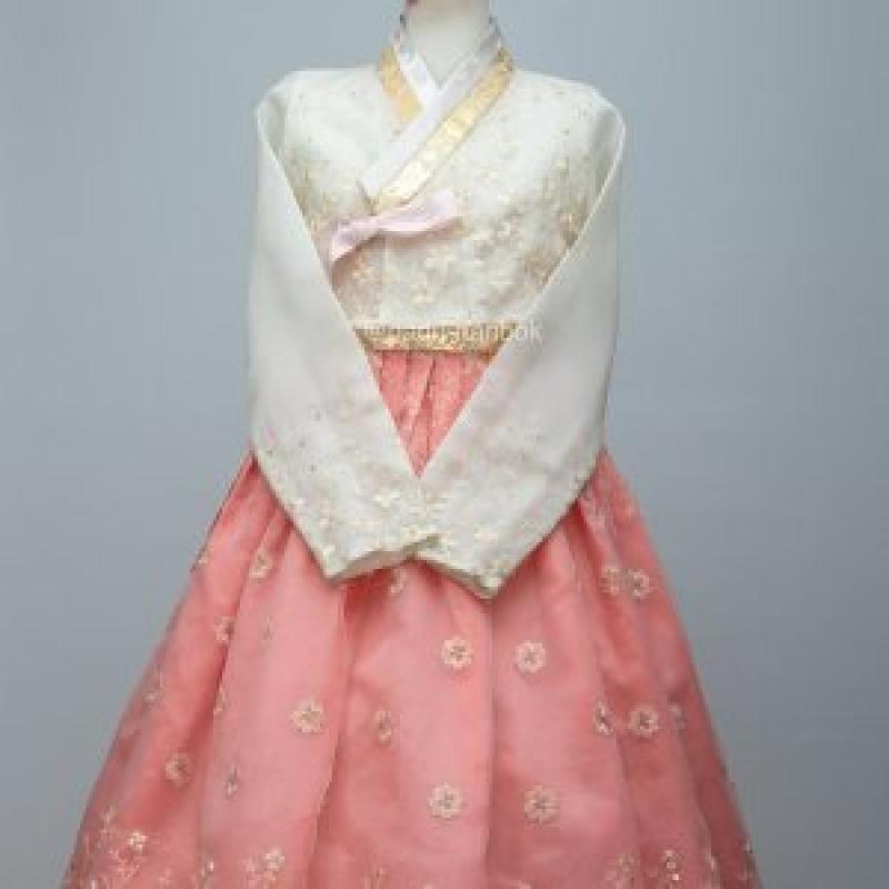 한복대여 여자 파티한복 아이보리 저고리 핑크 치마