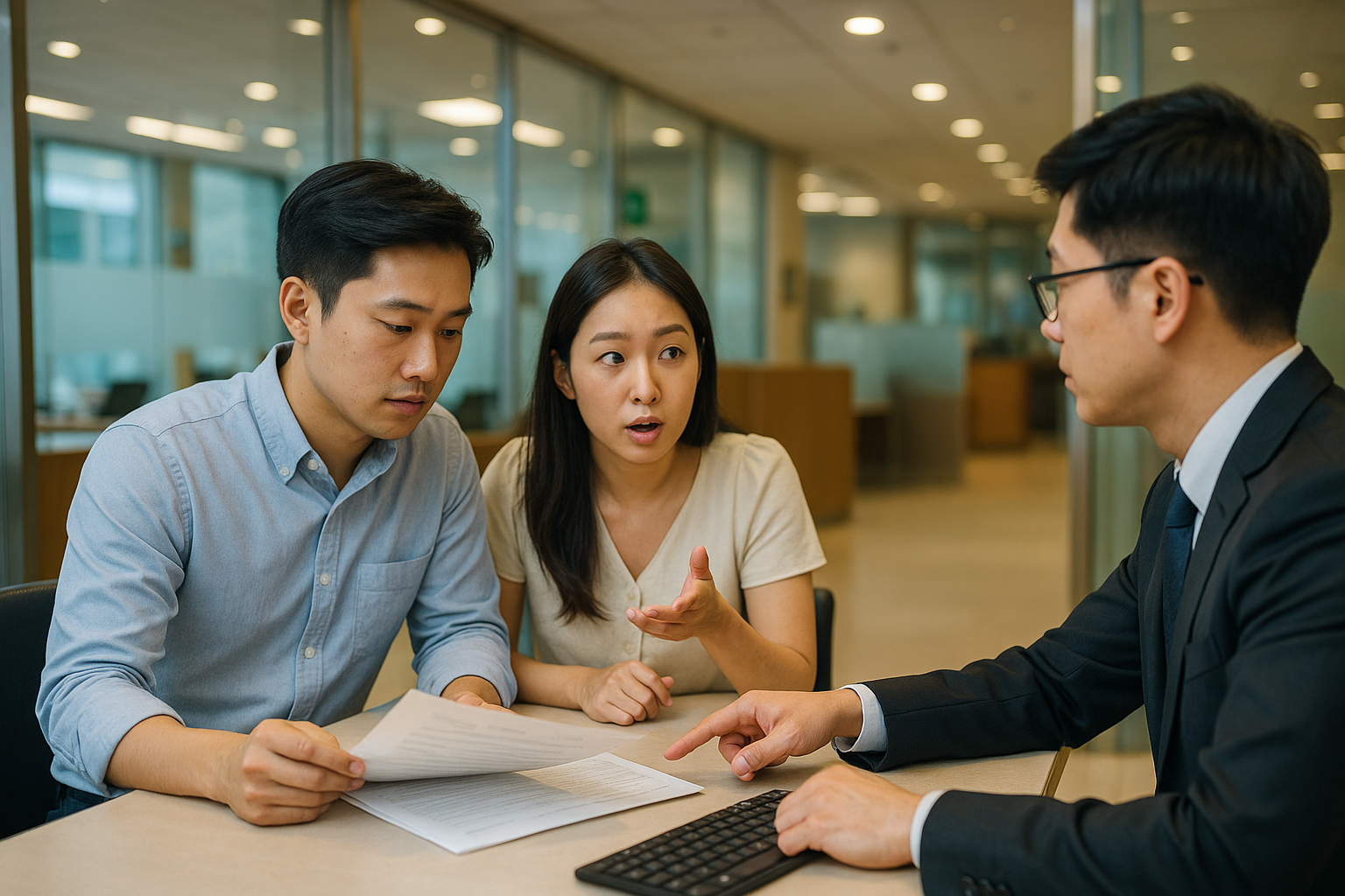 전세대출 상담받는 한국인 청년 부부