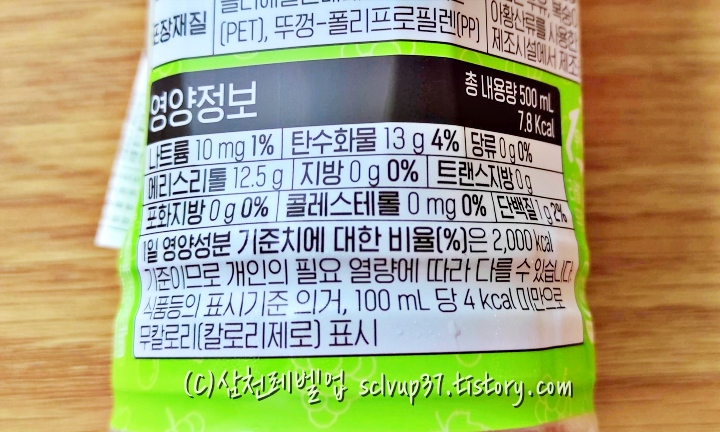 맥널티 청포도 아이스티 제로 영양성분