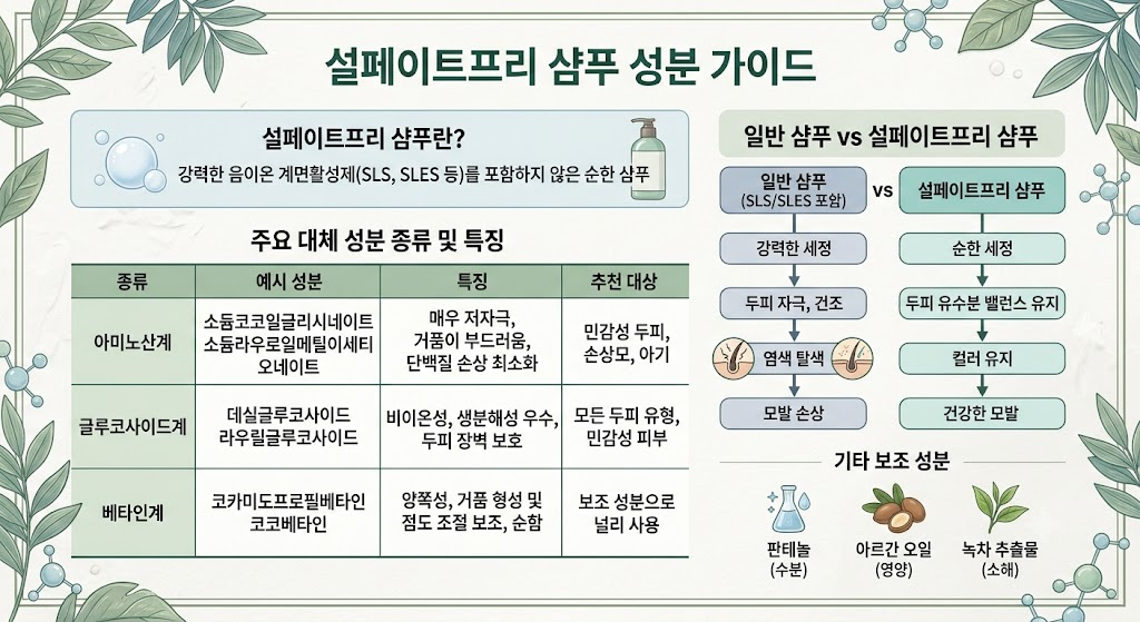 강한 계면활성제를 포함하지 않는 샴푸 가이드