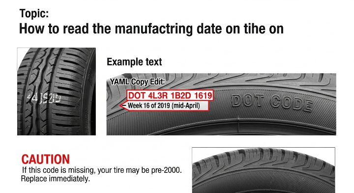 자동차 타이어에 적힌 숫자가 무엇을 의미하는지 상세히 설명하고자 하는 이미지입니다.