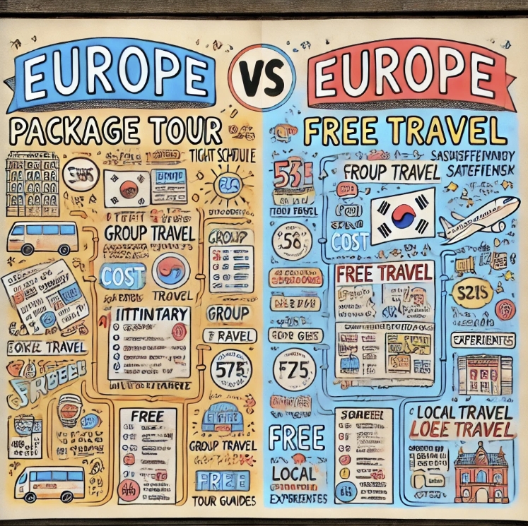 유럽 패키지 vs 자유여행 비교 사진
