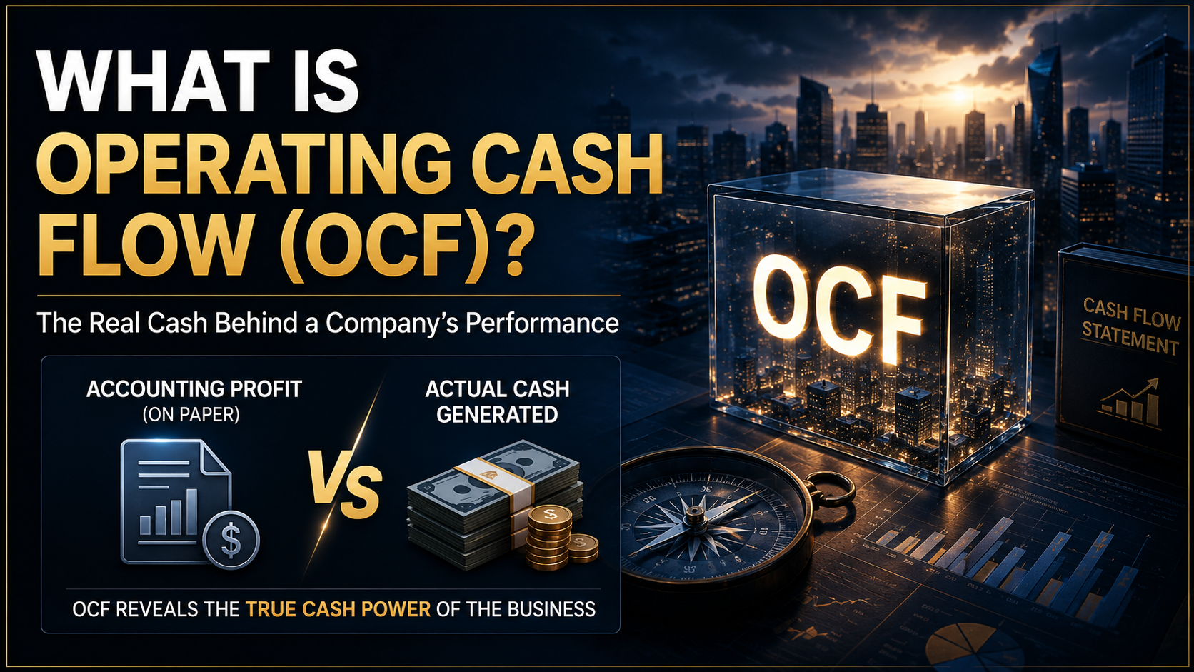 Operating Cash Flow OCF explained with accounting profit versus actual cash generated by business operations