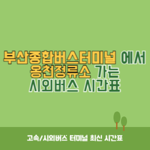 부산종합버스터미널에서 옹천정류소 가는 시외버스 시간표 최신정보