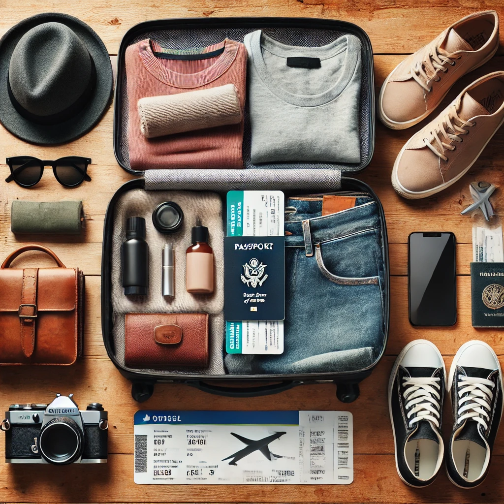 2025 일본 여행 준비물과 엔화 우대 카드 관련 여행 짐 정리 모습