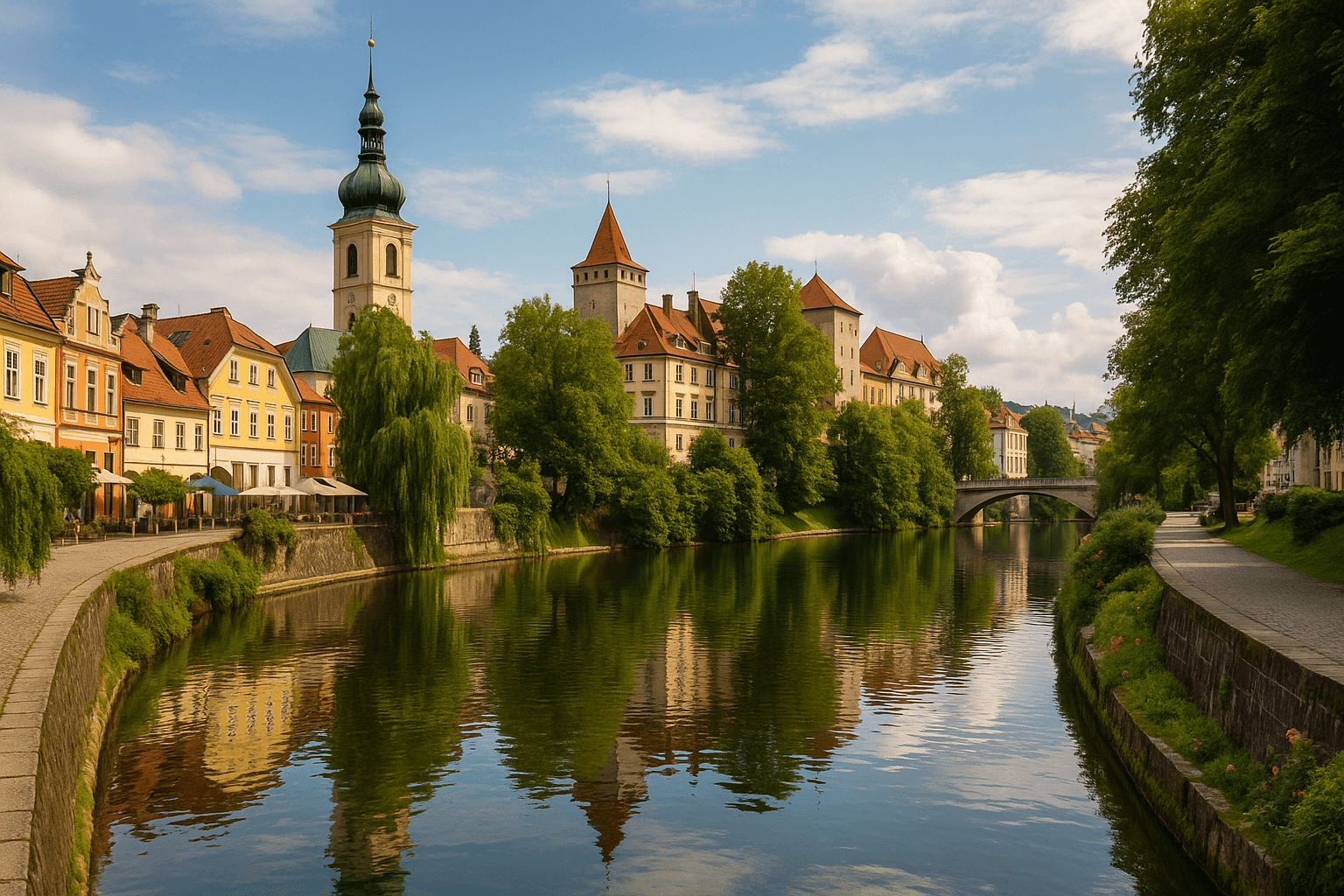 유럽 소도시 자연 경관 이미지