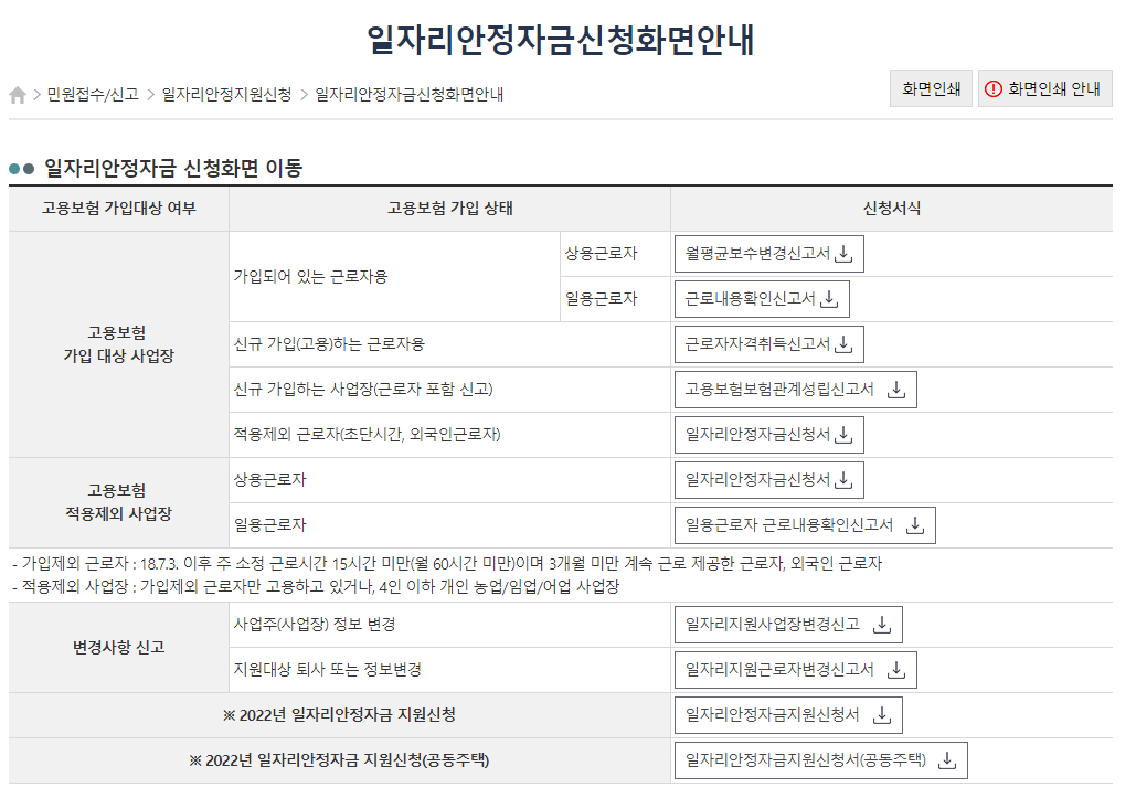 일자리안정자금신청서