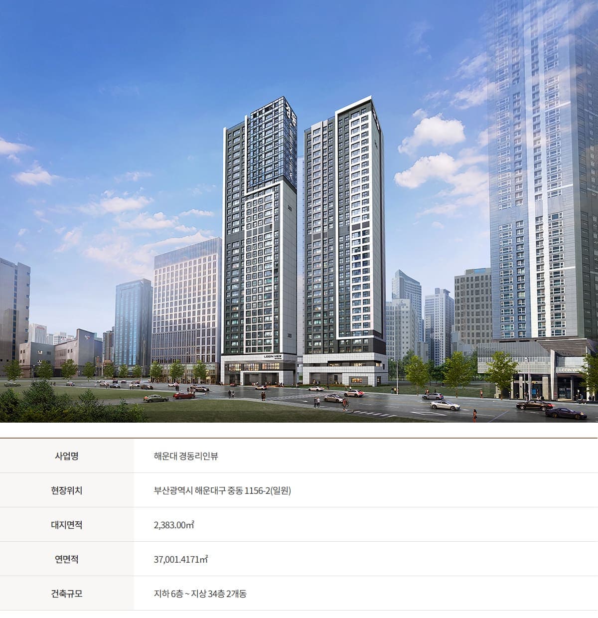 부산광역시 해운대구 중동 1156-2번지 일원