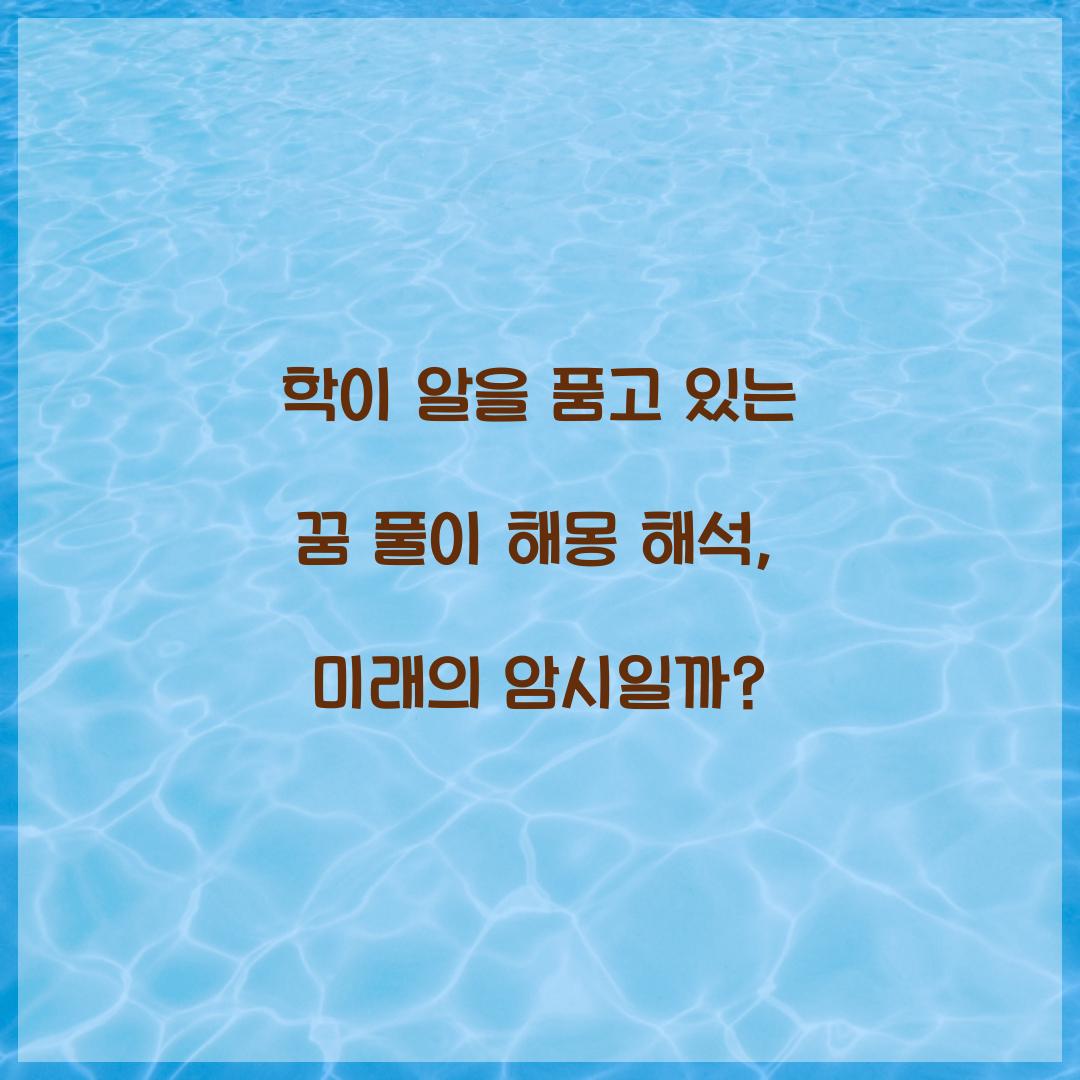 학이 알을 품고 있는 꿈 풀이 해몽 해석