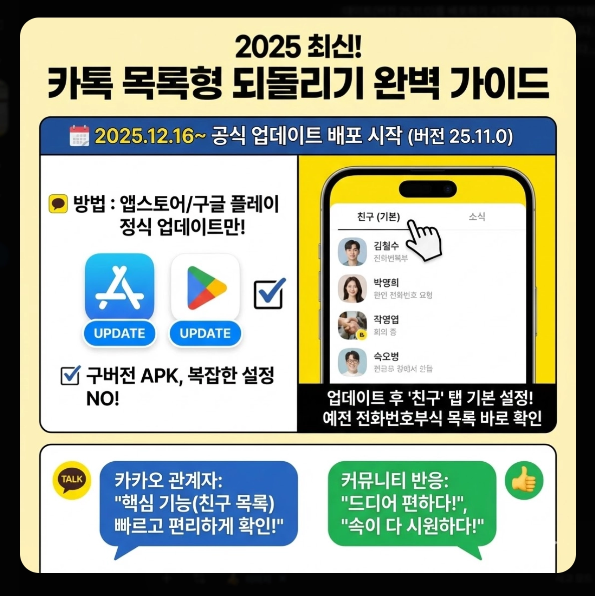 카톡 목록형 되돌리기 2025 완벽 가이드