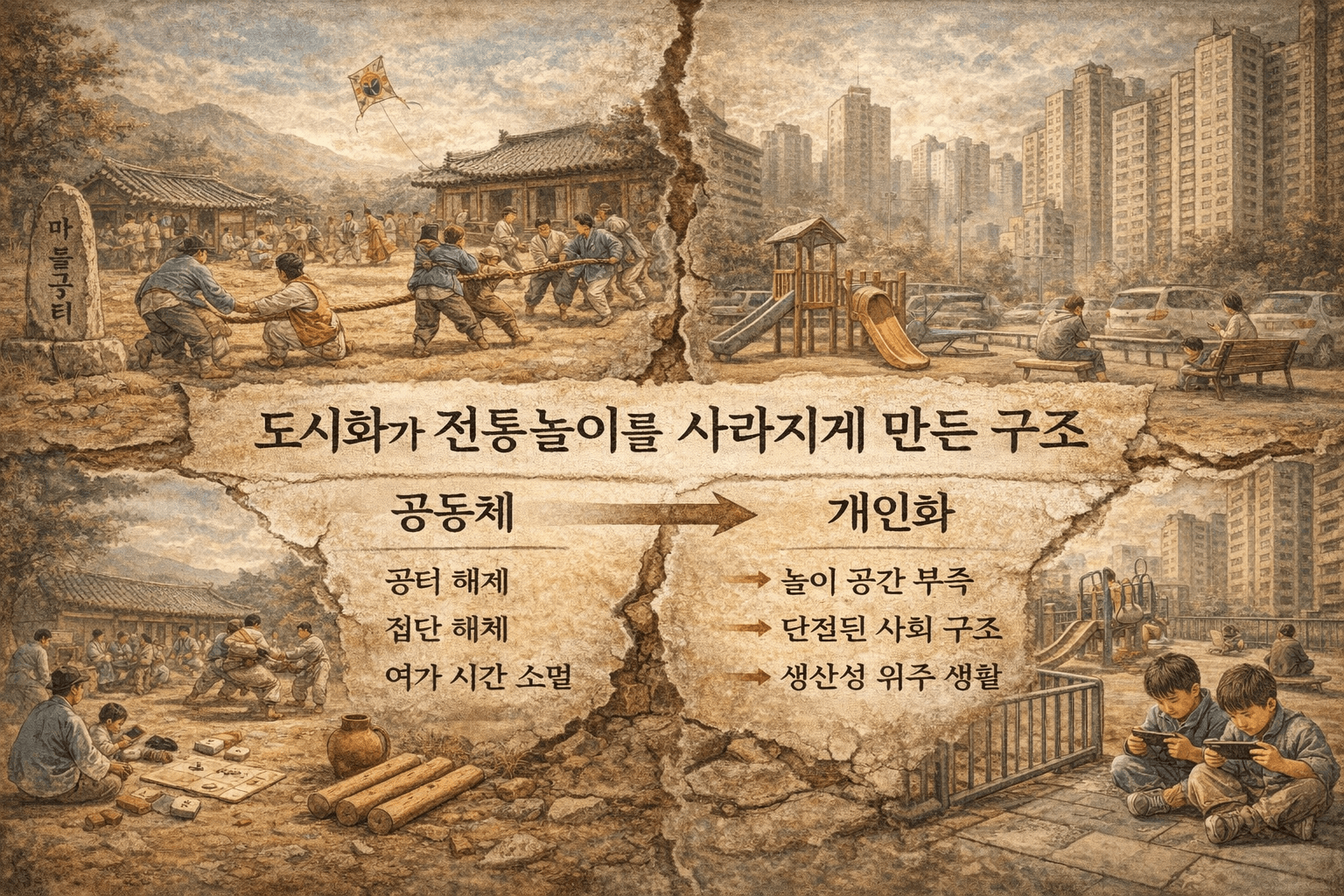 도시화와 전통놀이 소멸 구조 – 잊혀진 전통놀이의 형성 원인