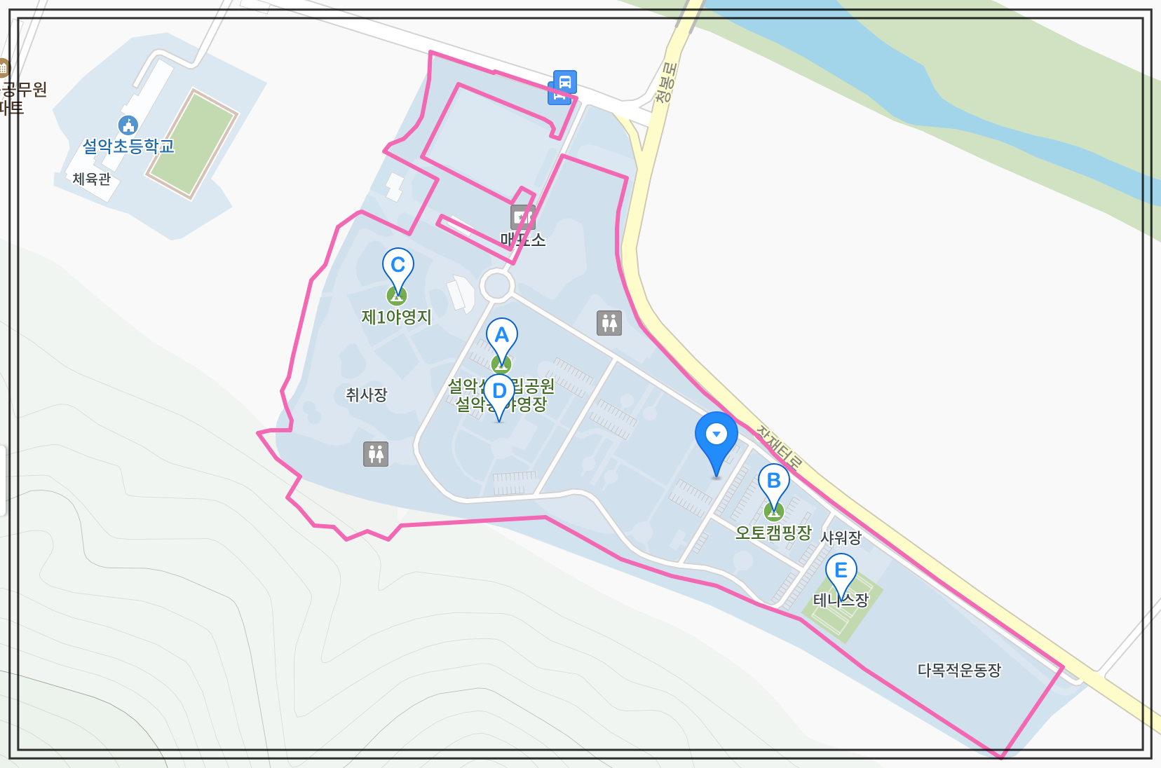 설악산 야영장 편의 시설 및 주차장