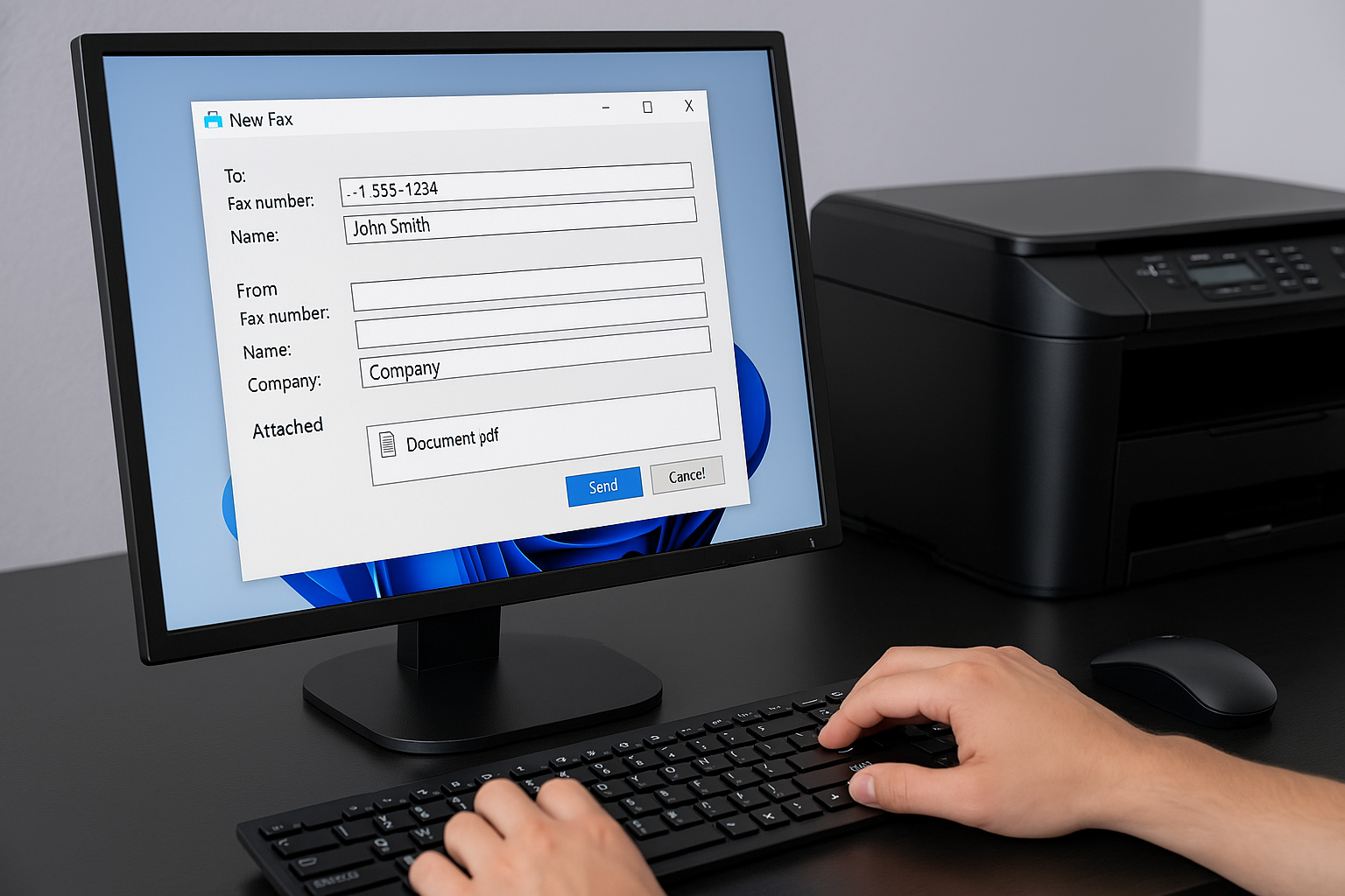 HP프린터로 모바일 팩스를 보내는 방법은 무엇인가요?