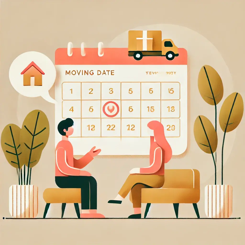 이사 날짜를 상의하는 부부의 모습.