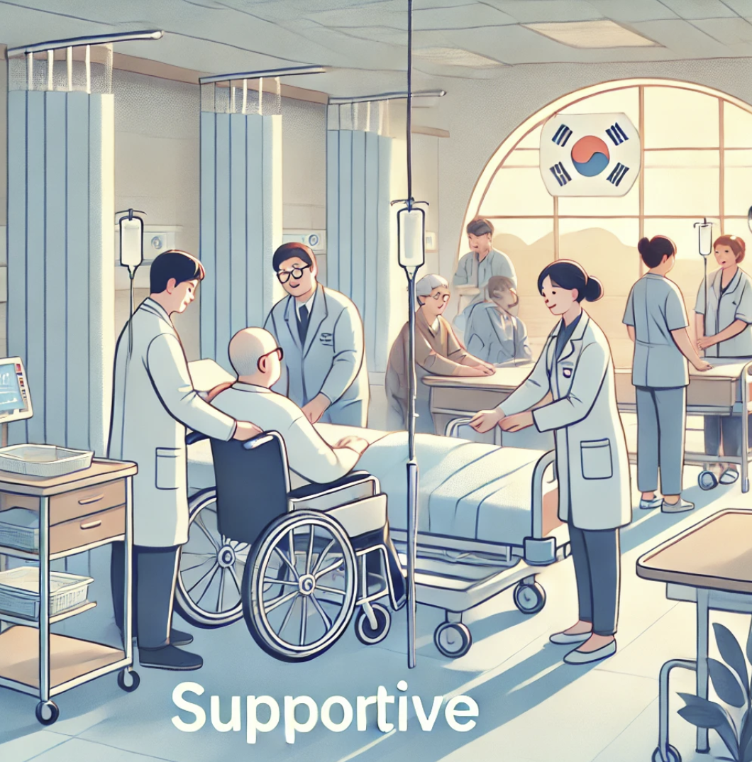 의료 지원 혜택을 받는 중 