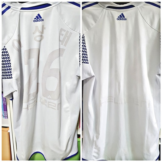 축구 유니폼 마킹 셀프 제거 - 마킹이 떨어진 상태 작업 후 사진